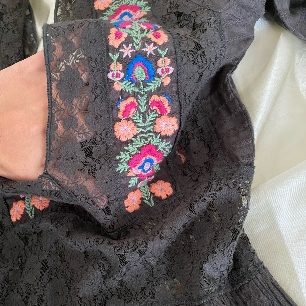 Free People FP One Lace Embroidered Mini Dress Size 0 - Picture 2 of 4
